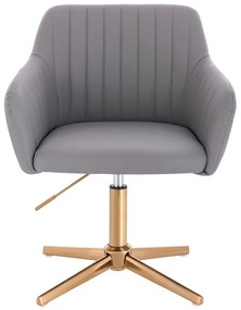 HC190CROSS Scaun Gri din Piele Ecologica cu Bază Aurie