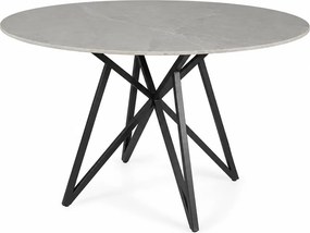 Masa MURANO, gri cu efect de marmura/negru, ceramica/metal, 120x120x76