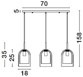 Lustra cu 3 pendule modern Velor fumuriu