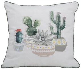 Perna decorativa alba din material textil, 45 x 5 x 45 cm, Cactus Mauro Ferreti