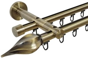 Galerie dubla teava profil twister ,prindere perete 19/19 aur antic (Alege marime: 400 cm)