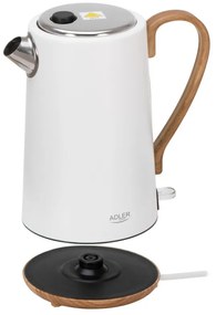 Fierbător electric Adler AD 1352, 2200W, 1,7 l, STRIX, bază rotativă, oprire automată, alb