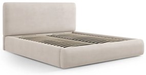 Pat matrimonial bej tapițat cu spațiu de depozitare cu somieră 180x200 cm Colonel – Cosmopolitan Design