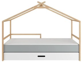 Pat copii Teepee alb/pin/gri 90x200 cm