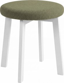 MAZZONI EXPORT Taburet rotund ZOI Verde (Storm 34) / cadru din stejar alb