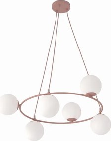 Lustră suspendată pe cablu AZURA 6xE14/10W/230V roz/alb
