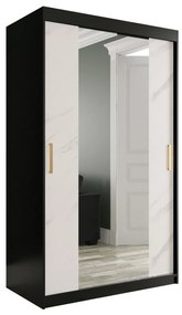 Dulap de haine 120 cm Marbelo T1 (mat negru + marmură albă). 1064562