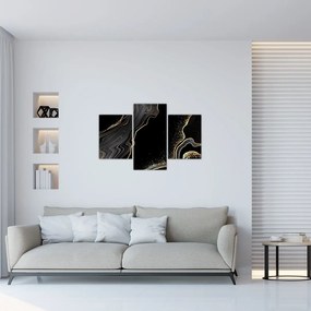 Tablou - Marmură negru - auriu (90x60 cm)