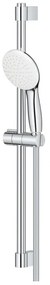 Set paravan dus walk-in cu usa glisanta, 100x195 cm, crom lucios, Deante Prizma cu baterie, para dus cu bara si furtun, Grohe New Tempesta 110