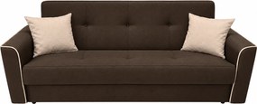 Canapea VERA extensibila, 3 locuri, lada de depozitare, stofa maro închis + bej deschis, 225x90x90 Negru + Gri, Stofa
