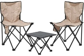 Set de scaune de camping cu masă 3 buc