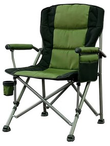 Scaun de pescuit Leziter Comfort Plus cu cotieră și suport pentru pahare verde