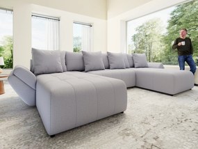 Colțar extensibil dumonde cu ladă de depozitare si sezut confortabil din spuma high-density, Berlin U Enjoy Gri 380x180 cm