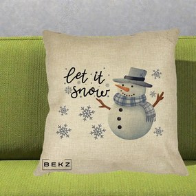 Perna Decorativa Let It Snow Om de Zapada, 40x40 cm, Crem, Husa Detasabila, Perna Inclusa, BEKZ®