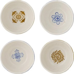 Set 4 boluri din ceramică artizanală, multicolor cu motive mediteraneene, 10,5×5 cm, „Milton"
