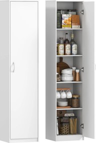 HOMCOM Dulap de bucătărie slim cu 5 rafturi și spațiu intern reglabil, din lemn, 40x35x180 cm, alb | Aosom Romania