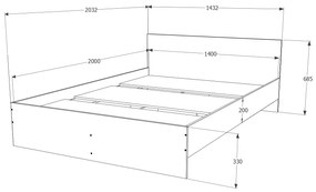 Pat haaus Remi, 200 x 140 cm, saltea spuma inclusa, Wenge