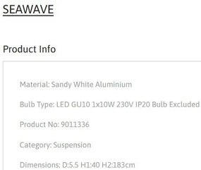 Pendul tubular design modern minimalist SEAWAVE, alb