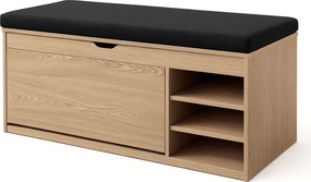 Dulap pentru pantofi cu loc de șezut și rafturi retractabile GRADIA, 100 x 34 x 50 cm, maro