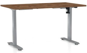 Masă înălțime reglabilă OfficeTech A, 140 x 80 cm, picioare gri, stejar silverjack
