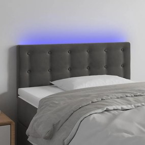 3122077 vidaXL Tăblie de pat cu LED, gri închis, 80x5x78/88 cm, catifea