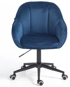 HR2055K Scaun Bleumarin din Catifea cu Bază Neagră