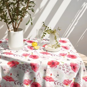 Goldea față de masă decorativă loneta - flori de mac 80 x 80 cm