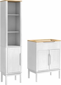 vidaXL Set de mobilier pentru baie FLORO 2 pcs Alb Lemn de pin masiv