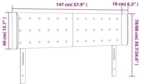 Tablie de pat cu aripioare gri 147x16x78 88 cm piele ecologica 1, Gri, 147 x 16 x 78 88 cm