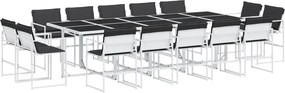 vidaXL Set mobilier de grădină, 15 piese, cu perne, alb, textilenă