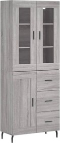 vidaXL Dulap înalt, gri sonoma, 69,5x34x180 cm, lemn compozit