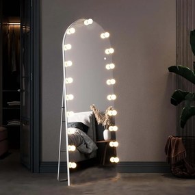 Oglindă Arcuită cu becuri LED, Iluminare Reglabilă, 3 Culori, Control Touch, Sticlă HD, cu Suport, 160x50 cm