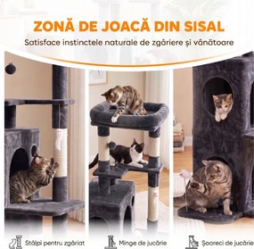 PawHut Ansamblu pentru Pisici, 132 cm, Pluș PAL, Gri Închis | Aosom Romania
