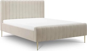 Pat tapițat Nicole 160x200 - szenil bej Perfect harmony 07 / picioare aurii