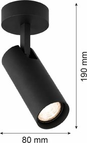 Spot aplicat directionabil cu bec GU10 Linca negru