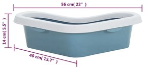 Litiera de colt pentru pisici, alb si albastru, 56x40x14 cm, PP