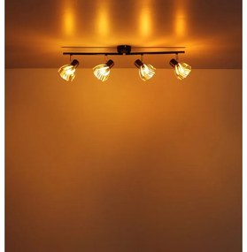 Plafoniera metal negru sticla fumurie ZACHERY 4L
