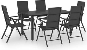 vidaXL Set mobilier de grădină, 7 piese, negru