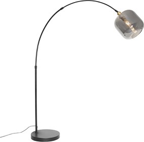 Lampă cu arc neagră cu aur și sticlă fumurie - Zuzanna
