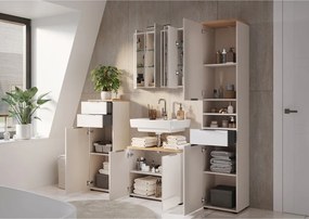 Dulap de baie crem înalt/îngust cu aspect lucios 39x190 cm Tavira – Germania