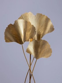 Lampă de podea din metal auriu, cu frunze de ginkgo sculptate, finisaj vintage, 164×66×25 cm, „Ginkgo"