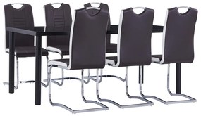 vidaXL Set mobilier de bucătărie, 7 piese, maro, piele ecologică