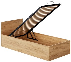 Pat de o persoană 90 cm Discutibles (stejar craft auriu) (cu somieră) (cu sp. depozitare). 1116311