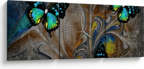Tablou - Fluturi strălucitori în imagine (cu ceas) (90x30 cm)