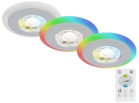 SET 3x corp de iluminat LED RGBW dimabil pentru baie LED/5W/230V IP44 Briloner + telecomandă