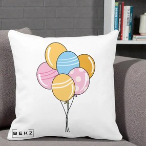 Perna Decorativa Baloane Petrecere, 40x40 cm, Alba Mata, Husa Detasabila, Perna Inclusa, BEKZ®