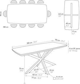 Masă Mara fixă 180 cm/90 cm