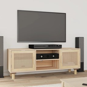 345617 vidaXL Comodă TV, maro, 105x30x40 cm lemn masiv pin și ratan natural