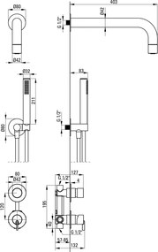 Silia Set de duș cu montare îngropată, cu pălărie de duș fixă NQS_09XK