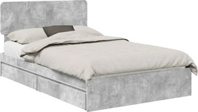 vidaXL Pat cu storage Gri din beton 135 x 190 cm Lemn compozit